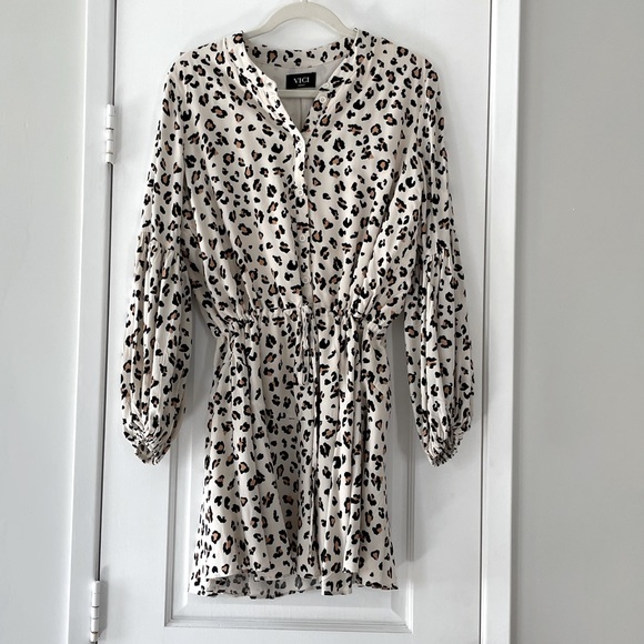 Vici Leopard Smocked Long Sleeve Mini Dress - Picture 3 of 8